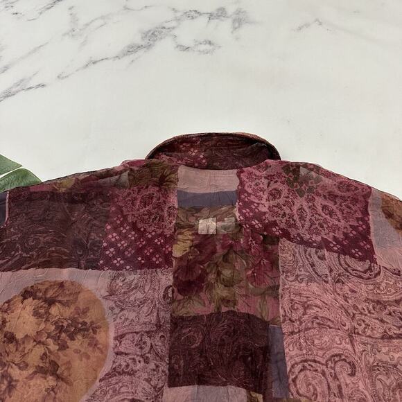 Everything Works Donna Jessica Blouse Top Size 1 S Purple Mixed Floral Patchwork - Picture 8 of 11